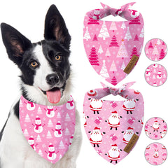 ORITASY snowman bandana pink triangle on dog for festive holiday photos.