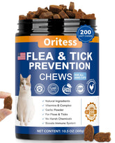Oritess Flea Tick Chews packaging shows natural pest protection for cats