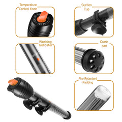 Orlushy heater with suction cups secures to glass for freshwater or saltwater use.