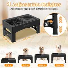 Ormalla elevated slow-feeder at 3-7 inch height ideal for puppies and small dogs.