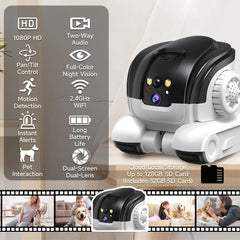 OROMVO Pet Camera dual-lens captures front and back angles for complete pet supervision.