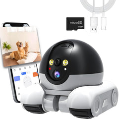 OROMVO Pet Camera front view shows dual lenses for broad monitoring and remote pet care