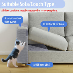 Oroonoko cat scratch couch protector in living room with easy placement.