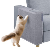 Oroonoko cat scratch couch protector on smoke-gray sofa protects furniture from claws.