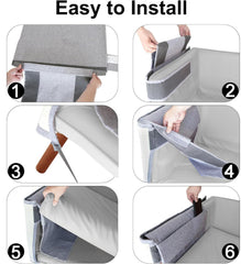 Built in storage pocket keeping remotes and phones organized