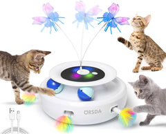 ORSDA Cat Toy: 3-in-1 ambush feather for laser-focused play and energy burn.