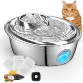 ORSDA cat water fountain stainless steel front view promotes easy hydration for pets