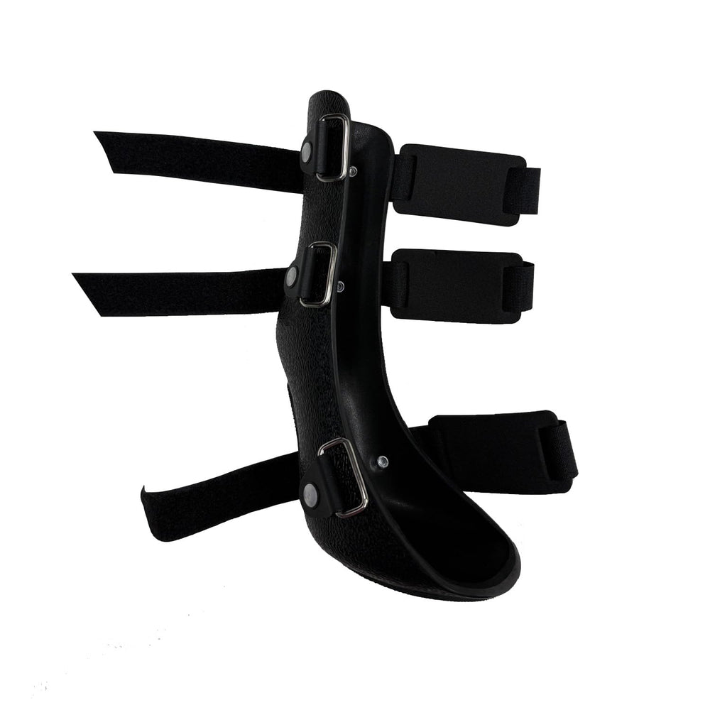 OrthoVet front leg brace on a dog's paw, snug for stable walking.