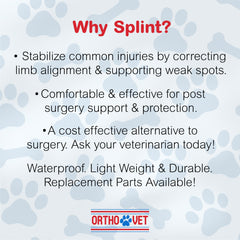 OrthoVet front leg brace showing ergonomic design for natural paw-to-forearm alignment.