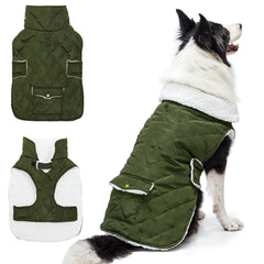 ORZECHKO dog winter coat plaid back view shows windproof warmth for chilly walks.