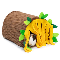 ORZECHKO Guinea Pig Tunnel House interior view offers a cozy fleece nest for resting.