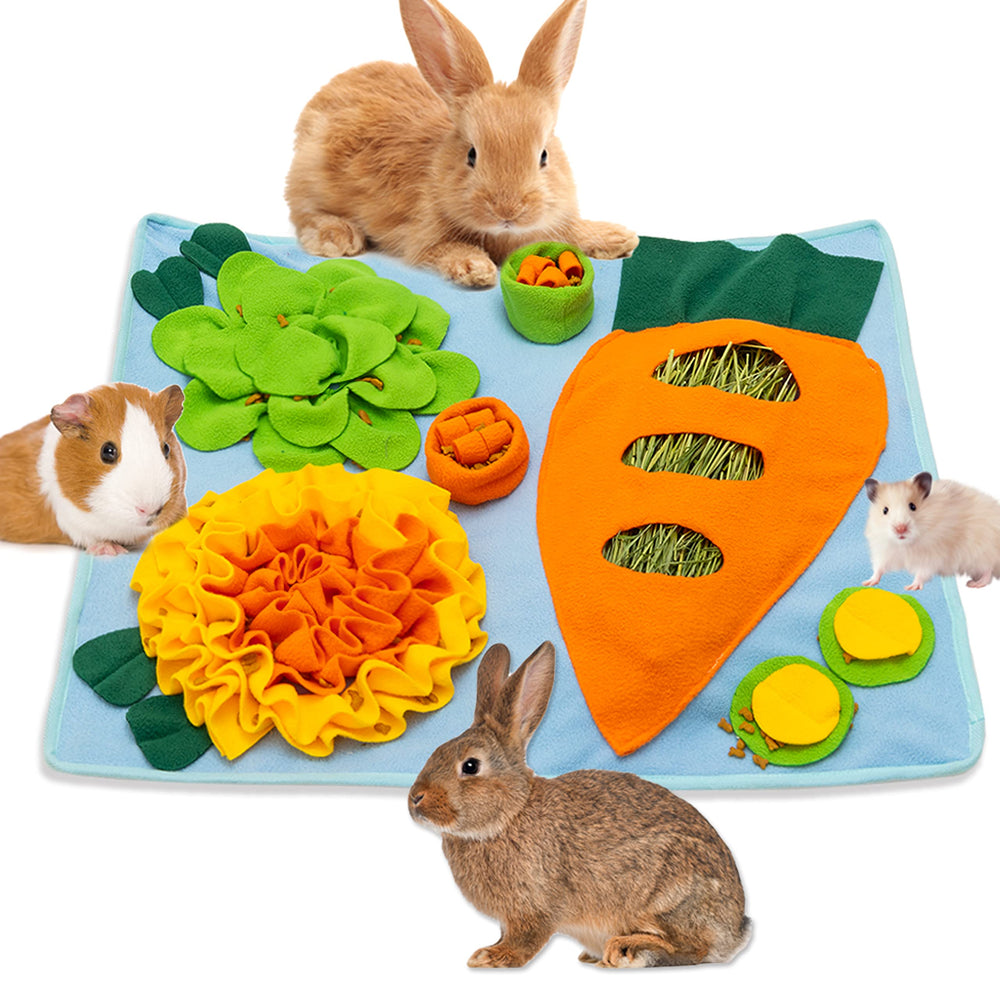 ORZECHKO Rabbit Hay Feeder foraging mat top view showing hay storage and pattern