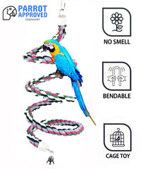 OSWINMART colorful cotton rope bird toy with bell for climbing.