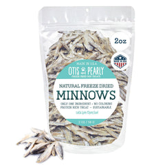 Otis and Pearly minnows pack-shot: protein-rich single-ingredient dog treat