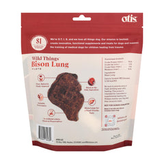 OTIS Wild Things Bison Lung Filets bag-closeup—grass-fed sourcing and no additives for dogs.