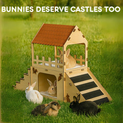 OtterPets bunny castle side view shows multiple levels and cozy nooks
