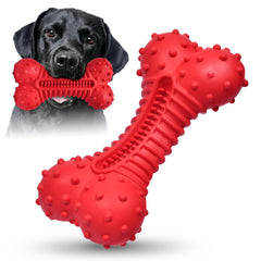 Ouilter dog toy bone-shape red durable chew for aggressive chewers