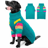 OUOBOB green XXXL dog sweater front view for warmth on winter walks