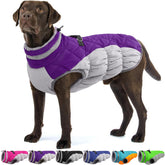 OUOBOB XXL dog coat with back zipper for easy on/off during cold walks.