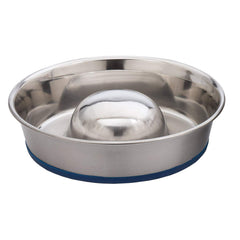 Our Pets Durapet slow-feed bowl center-dome slows eating for mindful meals.
