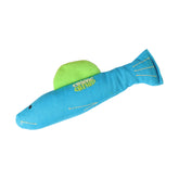 Our Pets fish catnip toy in action for interactive play and aroma.
