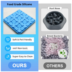 OurMiao Snuffle Mat blue in bath or grooming session with treats