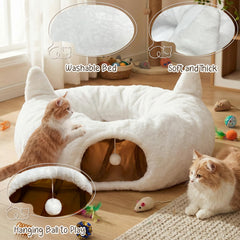 OurWarm cat tunnel bed detachable foldable design enables quick setup and easy storage.