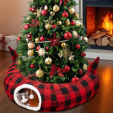 OurWarm cat tunnel donut setup demonstrates a festive indoor play space for cats.