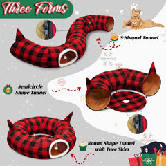 OurWarm cat tunnel entrance features soft velvet edge inviting cat exploration and easy access.