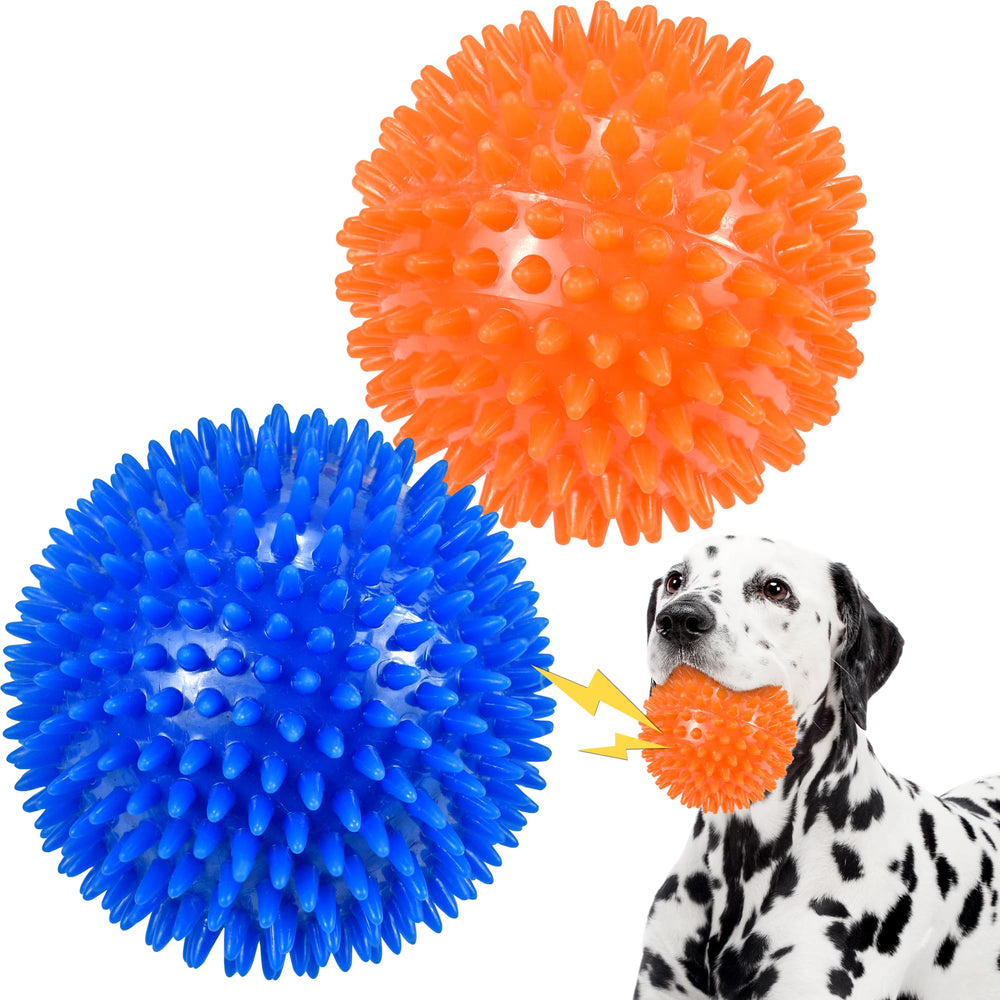 Ousiya dog balls 4.5-inch spiky ball two-pack for large dogs and tough chewers