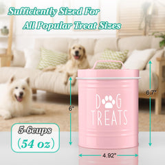 OUTNILI round pink canister fits rustic farmhouse decor while storing pet treats