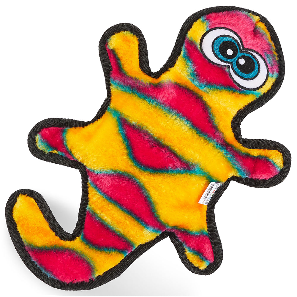 Outward Hound Durablez Gecko toy closeup shows a jumbo squeaker for engaging playtime