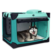 Ownpets jaula 42 pulgadas colapsable para viaje, ofrece transporte cómodo para perros grandes.