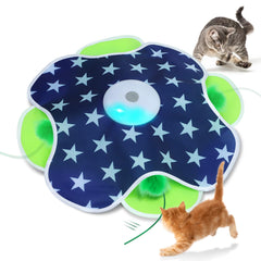 Oxawo interactive cat toy with moving feather mat engages hunting instincts during solo play