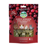 Oxbow Simple Rewards baked cranberry treats bag showing hay-based snack for small pets