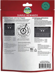 Oxbow Simple Rewards bell pepper treats close-up—crispy oven baked texture supports easy chewing.