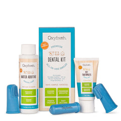 Oxyfresh kit dental para mascotas, dientes limpios y aliento fresco.