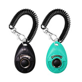 OYEFLY dog training clicker with wrist strap in black enables hands free cueing.