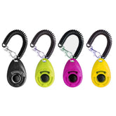 OYEFLY dog training clicker with wrist strap in red for on-leash training cues.