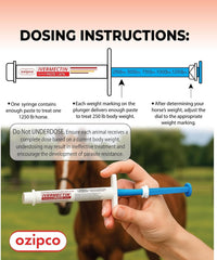 OZIPCO apple-flavored paste syringe for precise, efficient horse dosing