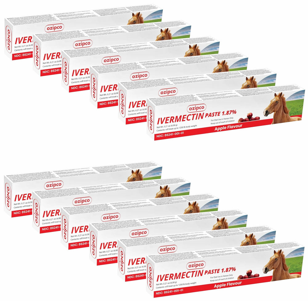 OZIPCO Ivermectin horse paste tube with apple flavor for easy dosing in daily routines