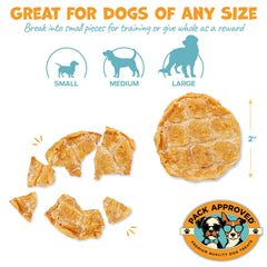 Pack Approved Chicken Chips dehydrated chicken breast slices highlight protein-rich snack.