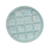 Padolitlay ceramic slow-feeder bowl blue close-up, whisker-friendly feeding.