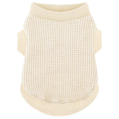 Paiaite Cozy Dog Shirt front view in beige highlights easy-on design for small breeds.