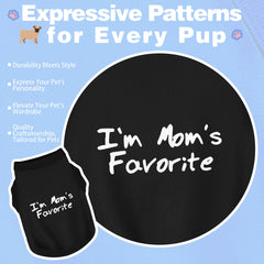 Paiaite cozy sleeveless dog shirt I'm Mom's Favorite print closeup enhances park photos.