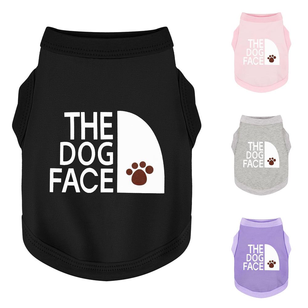 Paiaite dog shirt The Dog Face front view shows bold print for personality and recognition