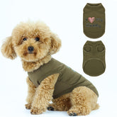 Paiaite Expressive Pet Vest olive green front view shows sleeveless comfort for easy wearing on walks.