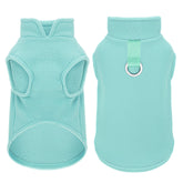 Paiaite sleeveless fleece vest turquoise front view with cozy pullover design for small dogs.