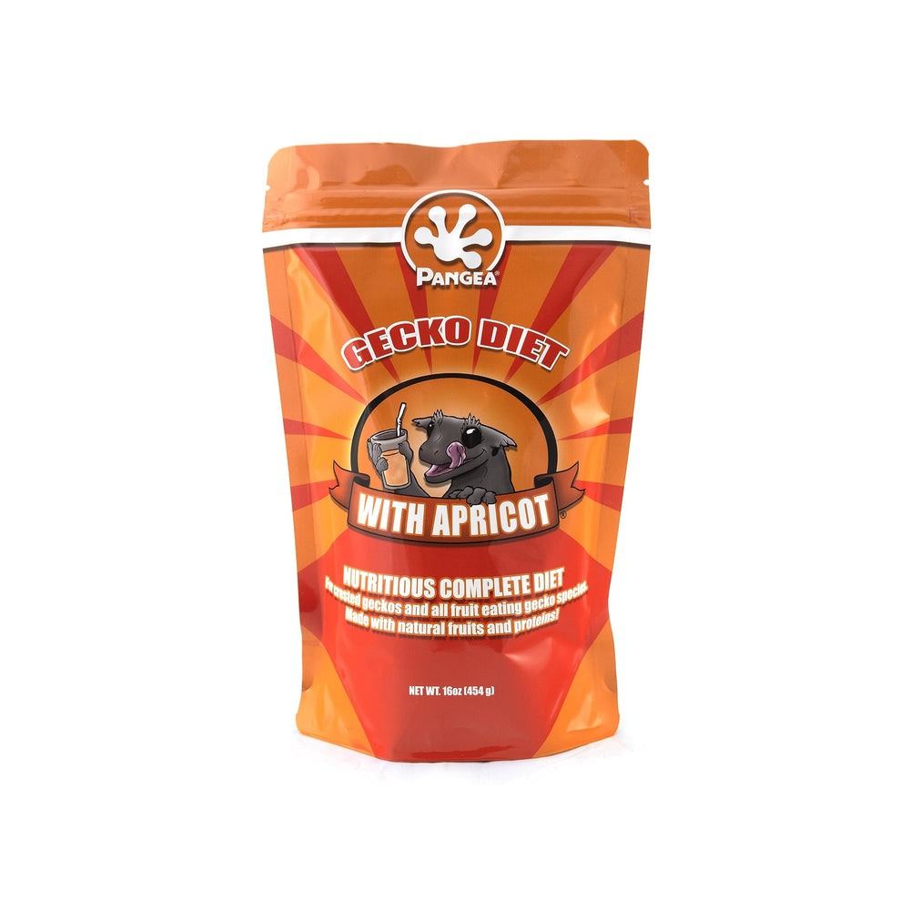 Pangea Gecko Diet Apricot 1lb packaging for reliable complete nutrition