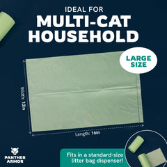 Panther Armor cat litter bags large 16x12in size fits hefty scoops and daily cleanup.